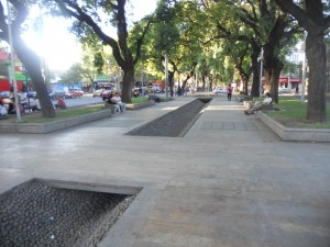 Recent irrigation channel construction in downtown Mendoza (good precedent for SUDS in any city in the world)