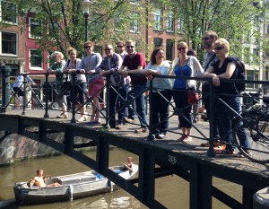 Terra firma on a bridge in Amsterdam