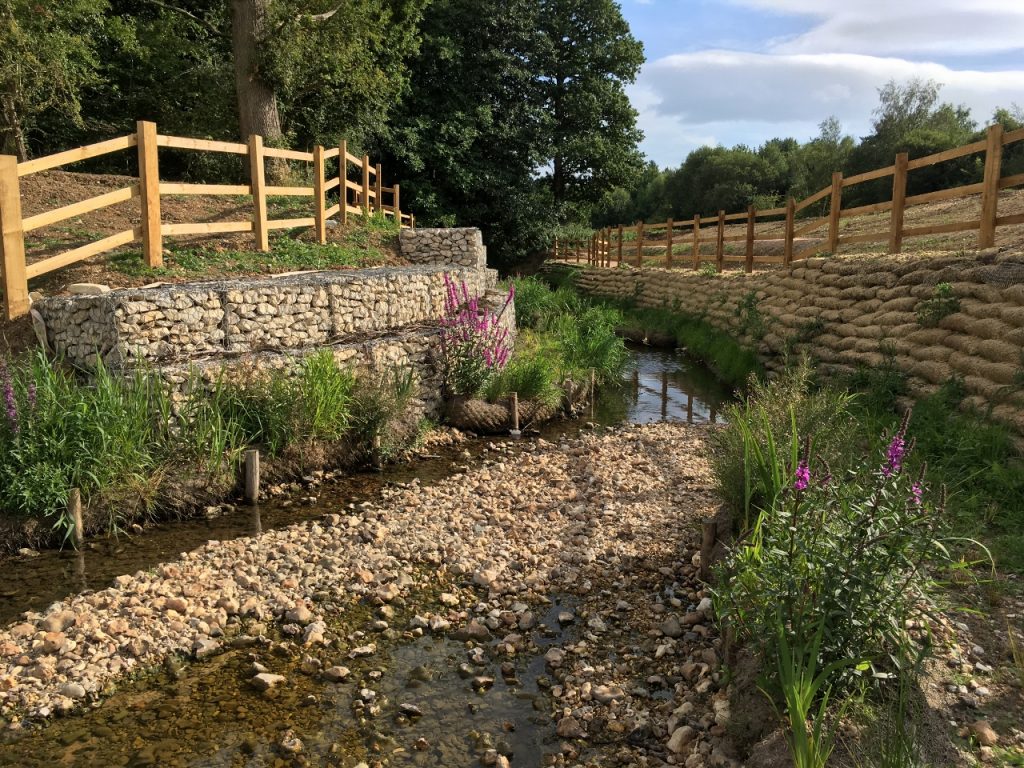 Enhancing biodiversity and reducing flood risk by re-wilding Hermitage Stream, Havant (photo (right): Peter Brett Associates)