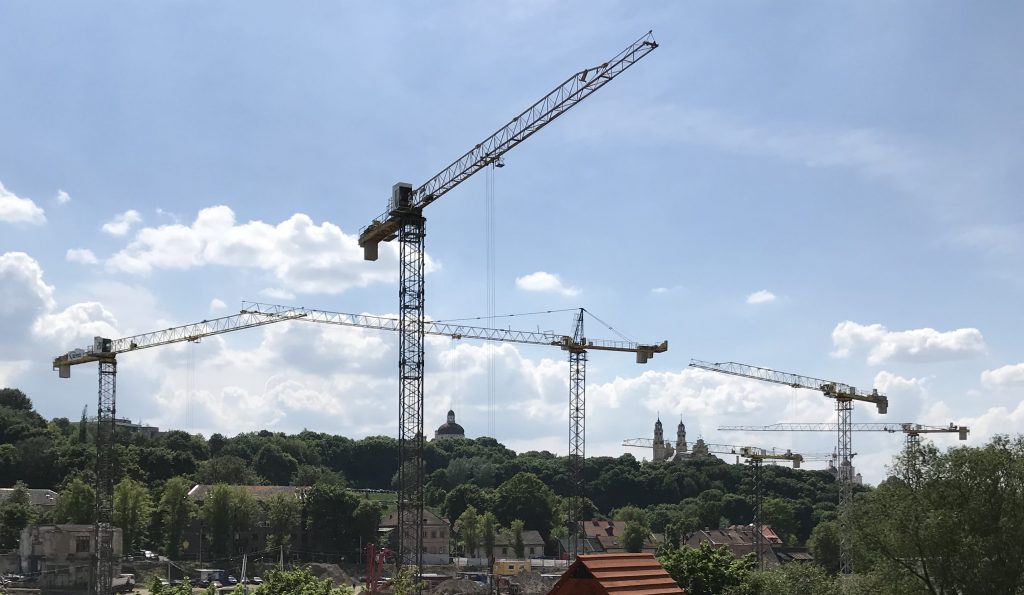 A mass of cranes in central Vilnius indicates investment in its future